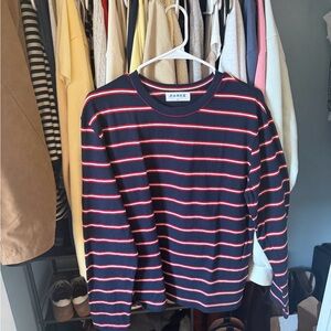 Parke Women's Navy and Red Striped Long Sleeve Tee